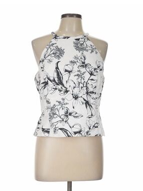 White House Black Market Black & White Floral Halter Camisole